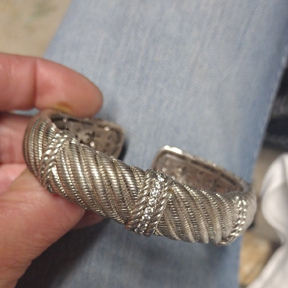Silver Textured Cuff Bracelet